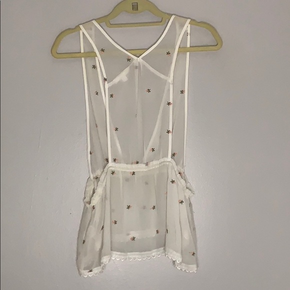 Honey Punch Rosebud embroidered Sleeveless v neck plum tank top romantic large - Picture 5 of 8